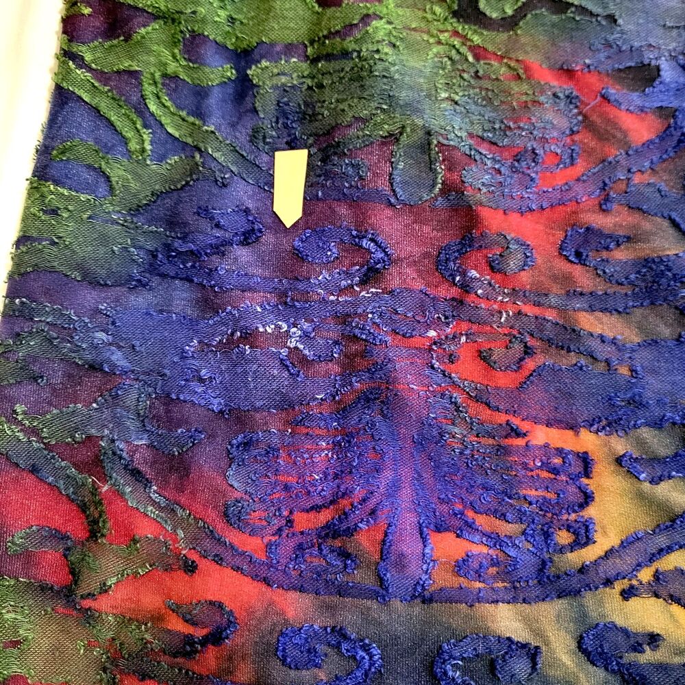 Calessa Women Top Size 1X Multicolor Velvet Embroidery Damask - Picture 9 of 10